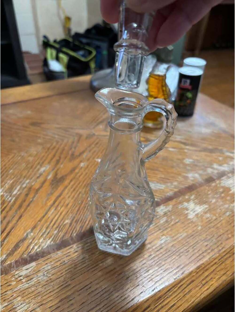 Vintage Glass Starburst Cruet with Stopper